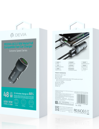 Extreme Speed Series PD30W+QC3.0 18W Metal Full Compatible Fast Car Charger